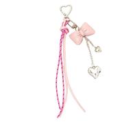 PURPLELILY Porte-clés élégant en cuir avec pompons et nœuds - Accessoire de sac à main tendance - Décoration à suspendre - Décoration légère, K3888