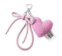 PURPLELILY Porte-clés en forme de nœud en peluche en forme de cœur pour sac à main, voiture créative pour décoration de jolis nœuds en peluche, b