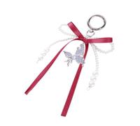 PURPLELILY Porte-clés esthétique avec nœuds pour femme, sac à main, sacs à dos, accessoires de Saint-Valentin, cadeau de Saint-Valentin, Rouge