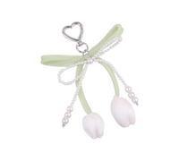 PURPLELILY Porte-clés esthétique, joli pendentif en dentelle, perles, nœuds, porte-clés pour femme, sac à main, sac à dos, accessoires, Q1857 2