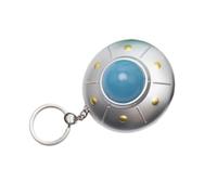 PURPLELILY Porte-clés OVNI mignon avec lumière LED soucoupe volante porte-clés créatif modèle vaisseau spatial pendentif bijoux pour enfants et adultes, Argenté., Approx.56x34mm/2.20x1.34inch