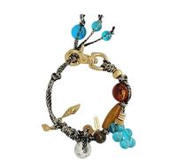 PURPLELILY Porte-clés tressé réglable avec perles naturelles - Accessoire de mode polyvalent - Bracelets tressés pour femme