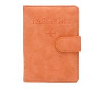 PURPLELILY Porte-passeport avec blocage en cuir synthétique - Organiseur de portefeuille de voyage pour homme et femme - Portefeuille de voyage pour cartes de visite et cartes de crédit, D