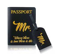 PURPLELILY Porte-passeport Mr Mrs pour femme, homme, amoureux, couple, cadeau de mariage, voyage, étiquettes pour valises, drôle, a, One Size