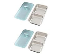 PURPLELILY Récipient à collations en acier inoxydable avec couvercle - Plateau de service alimentaire à double compartiment - Plateau de service durable en acier inoxydable avec couvercle