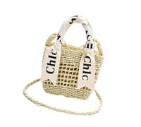 PURPLELILY Sac à bandoulière léger et respirant en paille avec cordon de serrage, sac à main à bandoulière pour un look moderne, sac à bandoulière léger, beige, One Size