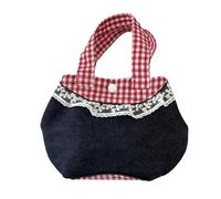 PURPLELILY Sac à main élégant avec poignée sur le dessus en dentelle, style vintage, motif à carreaux, compartiment spacieux, indispensable au quotidien, sac décontracté multifonction, bleu/noir, One