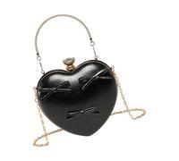 PURPLELILY Sac à main tendance en forme de cœur pour fêtes et événements, léger et spacieux, sac à main pour pochette de soirée essentielle, Noir , One Size