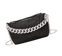 PURPLELILY Sac de soirée tendance avec strass pour femme, petit sac à main de bureau, sac à bandoulière pour bal de fin d'année, banquets, sac à main de mariage tendance, Noir , One Size