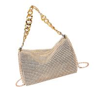PURPLELILY Sac de soirée tendance avec strass pour femme, petit sac à main de bureau, sac à bandoulière pour bal de fin d'année, banquets, sac à main de mariage tendance, champagne, One Size