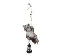 PURPLELILY Statue d'animal en résine à énergie solaire en forme de raton laveur pour décoration de jardin ou balcon Décoration de cour Art Lampe LED Ornement Lampe LED Ornement