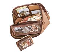 PURPLELILY Trousse à crayons esthétique de grande capacité, boîte simple pour gommes, règles, marqueurs, rangement de grande capacité, boîte esthétique simple, Couleur café.