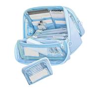 PURPLELILY Trousse à crayons esthétique de grande capacité, boîte simple pour gommes, règles, marqueurs, rangement de grande capacité, boîte esthétique simple, bleu