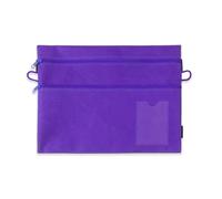 PURPLELILY Trousse de papeterie avec bandes élastiques et fenêtre transparente pour dossier, multifonction, fermeture éclair, trousse à crayons de grande capacité, violet