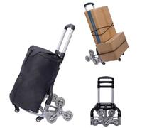 PurpleMinder Chariot de Courses Monte-Escaliers, Diable Pliable Jusqu'à 75 kg - Diable pour Escaliers Pliable avec Poignée Télescopique Extra-Longue de 100 cm, Sac en Toile Imperméable