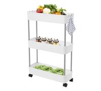 PurpleMinder Chariot de cuisine à 3 étages, étagère étroite pour cuisine et salle de bain, étagère de service, chariot de rangement, 40 x 15 x 61 cm