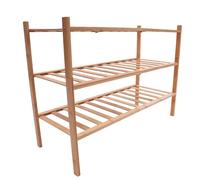 PurpleMinder Étagère de rangement rectangulaire à 3 niveaux en bambou | Jusqu'à 5 kg par niveau, étagère de rangement pratique avec llen pour salon, bureau, cuisine, 68,6 x 28 x 50 cm