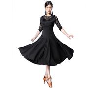 purpleq Femmes Frange Danse Latine Robe de Bal Valse de Salon Jupe Longue Salsa Tango Samba Rumba cha cha Jupe de Pratique,Noir,M