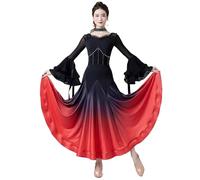 purpleq Femmes Moderne Salon Danse Vêtements Dégradé Valse Cha Cha Salsa Danse Grand Swing Jupe Flamenco Robes Lyriques,Noir,L