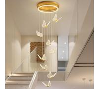 purpleq Lustre Moderne Papillons Pendentif Lumière LED Goutte Suspensions Lumières Haut Plafonnier Luminaire Pour Salon Salle À Manger Couloir Hall Escalier Ampoules (3/6/9 Lumières),9heads D55*150cm
