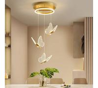 purpleq Lustre Moderne Papillons Pendentif Lumière LED Goutte Suspensions Lumières Haut Plafonnier Luminaire Pour Salon Salle À Manger Couloir Hall Escalier Ampoules (3/6/9 Lumières),3heads D35*150cm