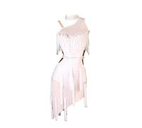purpleq Robe de compétition de Danse Latine Professionnelle pour Les Femmes Sexy Frange Dos Nu Salsa Samba Costume de Salle de Bal,Blanc,XL