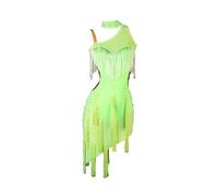 purpleq Robe de compétition de Danse Latine Professionnelle pour Les Femmes Sexy Frange Dos Nu Salsa Samba Costume de Salle de Bal,Vert,L