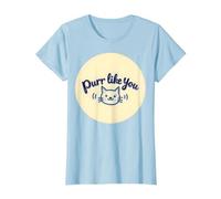 Purr Like You : Graphique Mignon Amoureux des Chats T-Shirt, Femme, Bleu Céleste, L