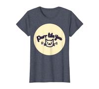 Purr Like You : Graphique Mignon Amoureux des Chats T-Shirt, Femme, Bleu Chiné, 3XL