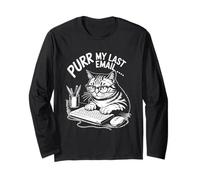 Purr mon dernier e-mail Angry Cat Office Humour sarcastique Manche Longue
