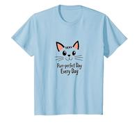 Purr-Perfect Day Every Day Cat Lover Citation T-Shirt, Enfant, Bleu Céleste, 3 Ans