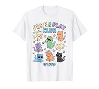 Purr & Play Club Cute Cartoon Cats Est 2026 Cat Lover Funny T-Shirt