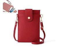 Purrcase 2025 New Women's Ultra-Slim Vertical Phone Wallet, Crossbody Bag with Card Slots and Pockets (Red)
