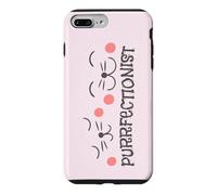 Purrfectionist Purr Funny Cat Face Lover Pet Owner Coque pour iPhone 7 Plus/8 Plus