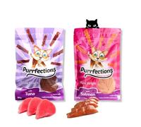 Purrfections Mini Strips Lot de 2 × 80 g (thon + saumon) | Snacks tendres pour chat avec haute teneur en poisson | sans arômes artificiels