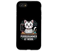 Purrgrammer at Work Cat Coding Coque pour iPhone SE (2020) / 7/8