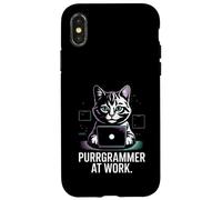 Purrgrammer at Work Cat Coding Coque pour iPhone X/XS