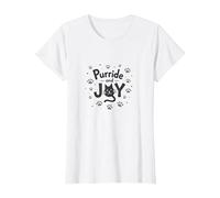 Purride and Joy Patte de Chat T-Shirt, Femme, Blanc, XS