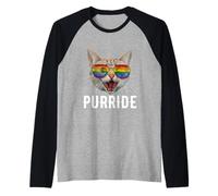 Purride Funny Cat Gay Pride Rainbow Sunglasses LGBTQ Manche Raglan