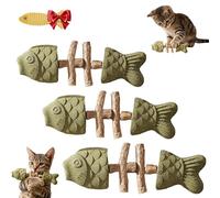 Purrident - Fix Your Cat’S Dental Health, Natural Fishbone Cat Dental Toy, Natural Fishbone Catnip & Silvervine Chew Toy, Interactive Kitten Chew Playthings, for Cats Teeth Cleaning (3pcs A)