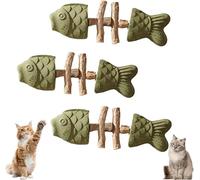 Purrident - Jouet créatif en forme d'os de poisson pour chat, répare la santé dentaire de votre chat, bâton de nettoyage des dents d'arête à chat en bois naturel, soins des dents de félin durables