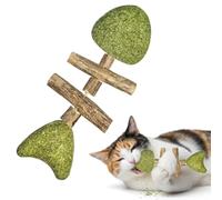 Purrident - Réparez la santé dentaire de votre chat, jouet créatif en forme d'os de poisson, bâton de nettoyage des dents en bois et de vigne d'argent, jouet dentaire naturel en arête de poisson pour