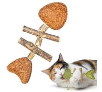 Purrident - Réparez la santé dentaire de votre chat, jouet créatif en forme d'os de poisson, bâton de nettoyage des dents en bois et de vigne d'argent, jouet dentaire naturel en arête de poisson pour