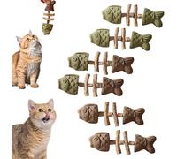 Purridents- Fix Your Cat’s Dental Health, Creative Fish Bone Cat Toy, Wooden Catnip Teeth Cleaning Stick, Natural Cat Dental Toy, Pets Cat Chew Stick, Catnip Fish Bone for Teeth Cleaning (Mixed 6pcs)