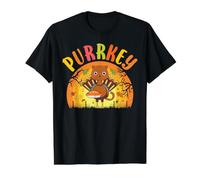 Purrkey Turquie Chat Chaton Amusant Thanksgiving Amoureux du propriétaire de Chat T-Shirt Graphique avec Valeur
