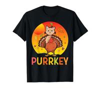 Purrkey Turquie Chat Chaton Amusant Thanksgiving Amoureux du propriétaire de Chat T-Shirt Graphique avec Valeur