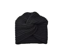 PURRL Bonnet Turban tricoté Femme Cachemire bohême tête croisée Bonnet Laine Indienne Bonnet turbante (Color : Black)
