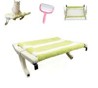 Purrloft Bedside Hammock for Pets,Hanging Cat Bed with Strong Support,Adjustable Artificial Pet Rack and Window Sill Perch,Pet Cat Window Perch Sill Seat for Indoor Pet Cats to Rest (Green, 1)