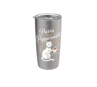 Purrs And Peppermint Tea Abreuvoir à base de plantes pour maman chat Gobelet isotherme en acier inoxydable double paroi