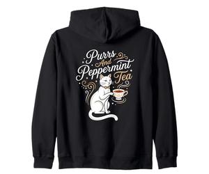 Purrs and Peppermint Tea Abreuvoir à Base de Plantes pour Maman Chat Sweat à Capuche
